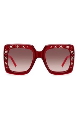 Carolina Herrera 53mm Crystal Embellished Square Sunglasses in Burgundy Pink/Brown Gradient