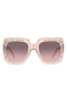 Carolina Herrera 53mm Crystal Embellished Square Sunglasses in Nude/Brown Pink Grad