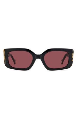 Carolina Herrera 53mm Rectangular Sunglasses in Black Burgundy/Pink