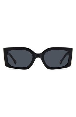 Carolina Herrera 53mm Rectangular Sunglasses in Black White/Grey