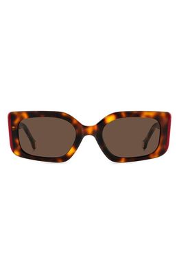 Carolina Herrera 53mm Rectangular Sunglasses in Havana Red/Brown