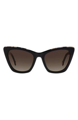 Carolina Herrera 55mm Cat Eye Sunglasses in Black Havana/Brown Gradient