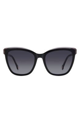 Carolina Herrera 55mm Cat Eye Sunglasses in Black Nude/Grey Shaded