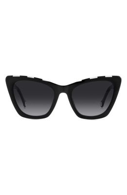 Carolina Herrera 55mm Cat Eye Sunglasses in Black White/Grey Shaded