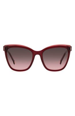 Carolina Herrera 55mm Cat Eye Sunglasses in Burgundy Red/Brown Pink Grad