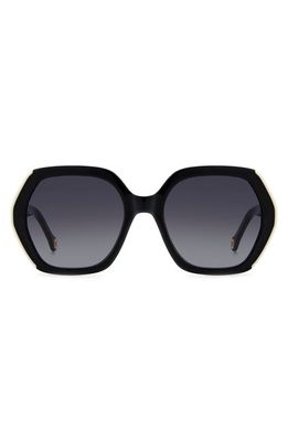 Carolina Herrera 55mm Gradient Square Sunglasses in Black White/Grey Shaded