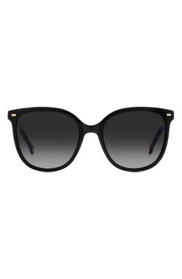 Carolina Herrera 55mm Round Sunglasses in Black Nude/Grey Shaded
