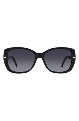 Carolina Herrera 56mm Round Sunglasses in Black Nude/Grey Shaded