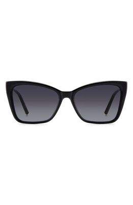 Carolina Herrera 57mm Cat Eye Sunglasses in Black Gold/Grey Shaded