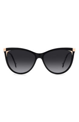 Carolina Herrera 57mm Cat Eye Sunglasses in Black Nude/Grey Shaded