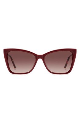 Carolina Herrera 57mm Cat Eye Sunglasses in Burgundy Gold/Brown Gradient