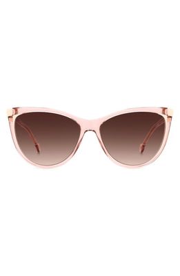 Carolina Herrera 57mm Cat Eye Sunglasses in Nude White/Brown Gradient