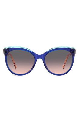 Carolina Herrera 57mm Gradient Round Cat Eye Sunglasses in Blue Pink/Grey Shaded Pink
