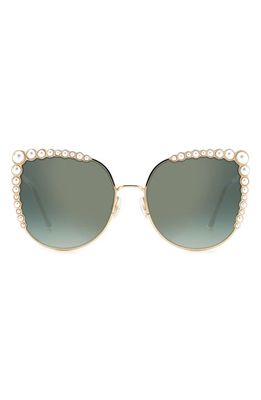 Carolina Herrera 58mm Cat Eye Sunglasses in Gold /Green Silver