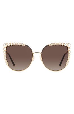 Carolina Herrera 58mm Cat Eye Sunglasses in Rose Gold /Brown Gradient