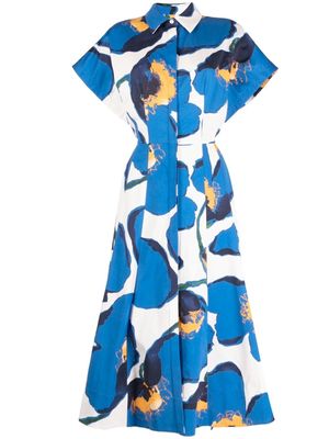 Carolina Herrera all-over graphic-print midi dress - Blue
