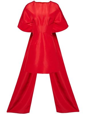Carolina Herrera asymmetric wide-sleeve silk dress - Red