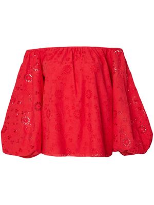 Carolina Herrera broderie-anglaise cotton blouse - Red