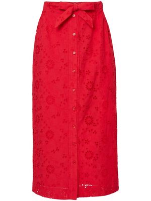 Carolina Herrera broderie-anglaise cotton midi skirt - Red