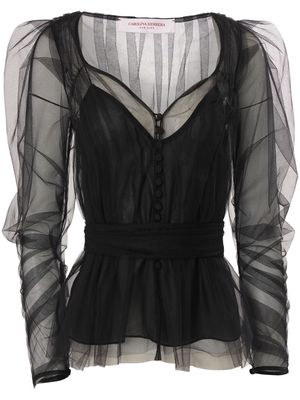 Carolina Herrera buttoned tulle blouse - Black