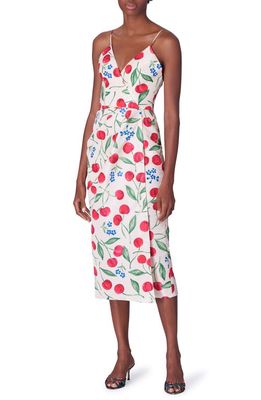 Carolina Herrera Cherry Print Dress in Ecru Multi