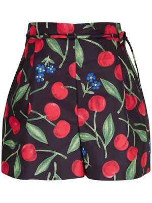 Carolina Herrera cherry-print tie-waist shorts - Black