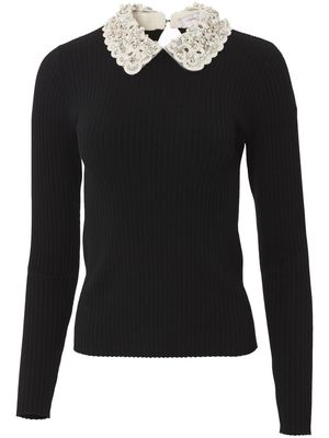 Carolina Herrera contrasting-collar wool jumper - Black