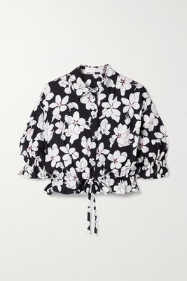 Carolina Herrera - Cropped Floral-print Twill Top - Black