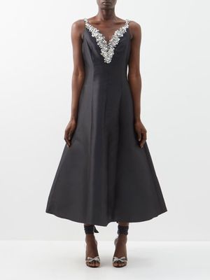 Carolina Herrera - Crystal-embellished Silk-blend Gown - Womens - Black Multi