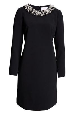 Carolina Herrera Embellished Long Sleeve Cocktail Minidress in Black