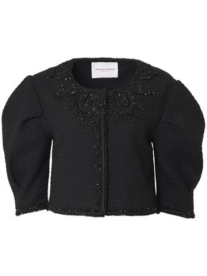 Carolina Herrera embroidered-edge tweed cropped jacket - Black