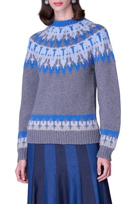 Carolina Herrera Fair Isle Wool & Cashmere Sweater in Melange Grey