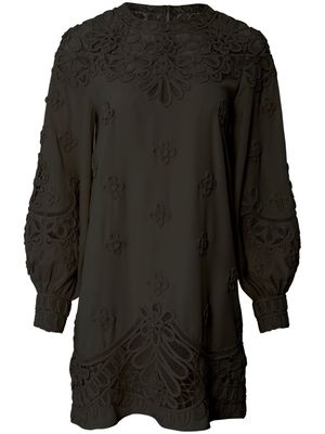 Carolina Herrera floral-appliqué long-sleeve minidress - Black