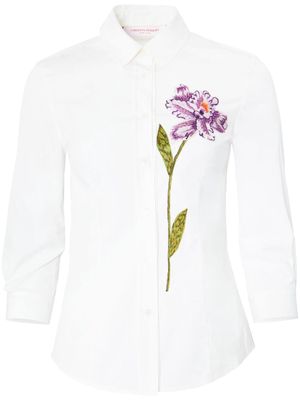 Carolina Herrera floral-embroidered cotton shirt - White