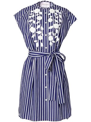 Carolina Herrera floral-embroidered striped minidress - Blue
