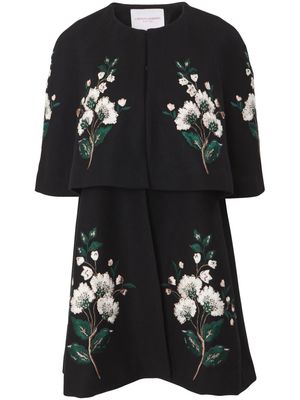 Carolina Herrera floral-embroidered wool cape - Black
