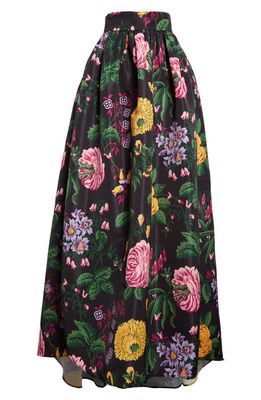 Carolina Herrera Floral Faille Ballgown Skirt in Black Multi