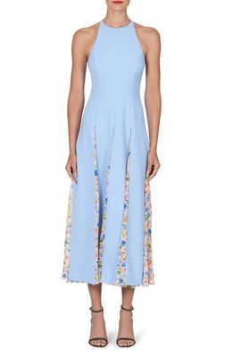 Carolina Herrera Floral Godet Sleeveless Fit & Flare Dress in Lake Blue Multi