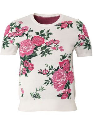 Carolina Herrera floral-jacquard knitted top - White