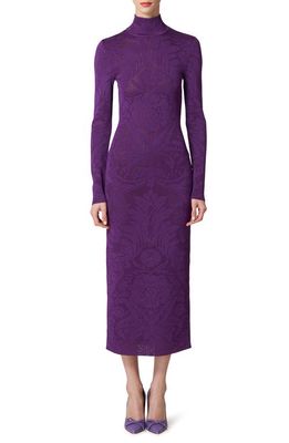 Carolina Herrera Floral Lace Long Sleeve Midi Dress in Verbena