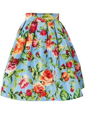 Carolina Herrera floral-print buckle-fastening skirt - Blue