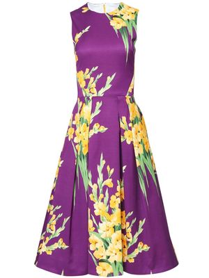 Carolina Herrera floral-print flared dress - Purple