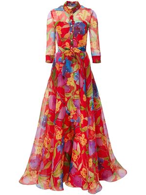 Carolina Herrera floral-print organza gown - Red