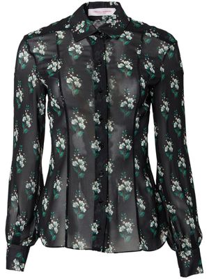 Carolina Herrera floral-print sheer shirt - Black