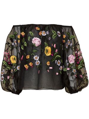 Carolina Herrera floral-print silk blouse - Black