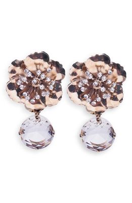 Carolina Herrera Flower Crystal Drop Earrings in Gold 902