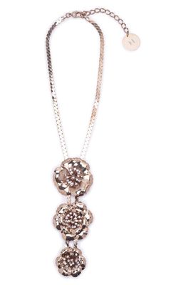 Carolina Herrera Flower Drop Pendant Necklace in Gold 902