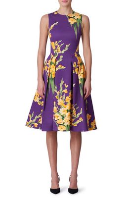 Carolina Herrera Gladiolus Print Fit & Flare Dress in Iris-Multi