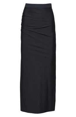Carolina Herrera High Slit Ruched Skirt in Black
