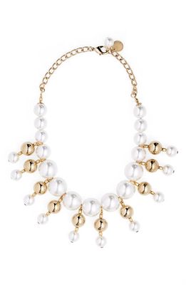 Carolina Herrera Imitation Pearl Bib Necklace in Pearl/Gold